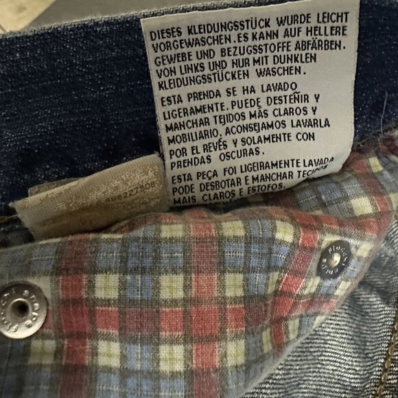 United Colors of Benetton Denim Jean Pant Men Distressed 34x33 Italy Plaid Line - Picture 5 of 14